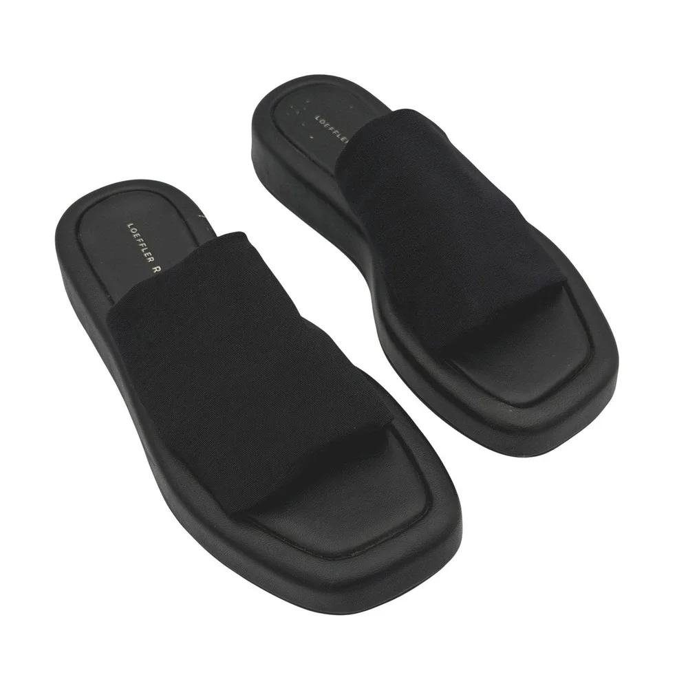 Loeffler Randall Piper Slide Sandals Womens 8 Platform Stretch Fabric Black